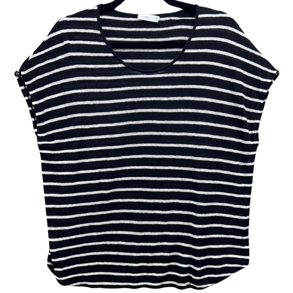 Vince Linen‎ Striped Top Black White Medium